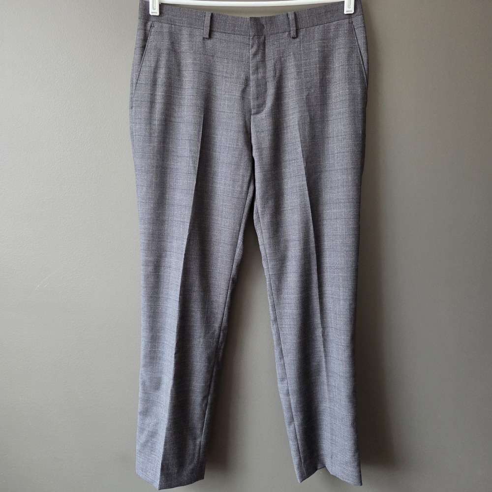 Lauren Ralph Lauren Suit Pants 34x30 Charcoal Gray Plaid Slim Fit 100% Wool EUC